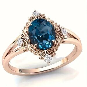 Elegant Blue and Gold Women's Ring.
